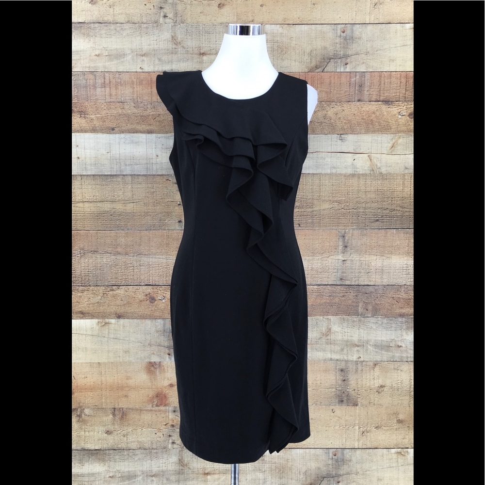 Saks Fifth Avenue Women's Black Ruffle Dress Sz 10‎